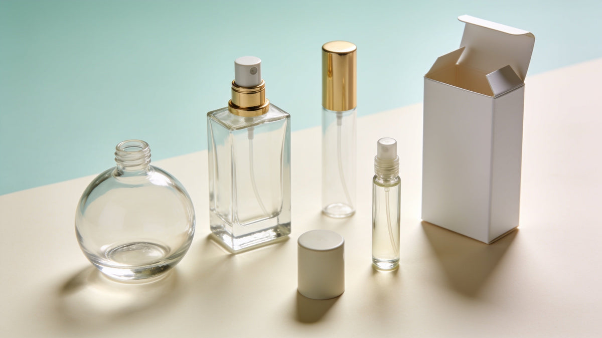 Perfume Bottle and Packaging Guide: Glass, Crimp vs Screw Pumps, Collars, Caps, Roll-Ons and Boxes