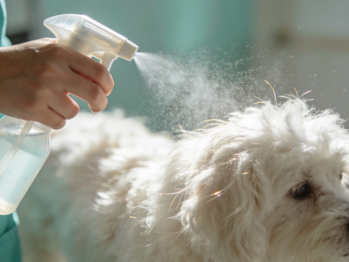 Using a grooming spray on a dog – Harrods Health